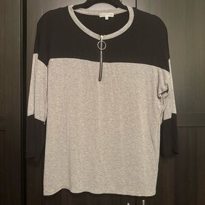 Chic Black and Gray Colorblock Blouse​